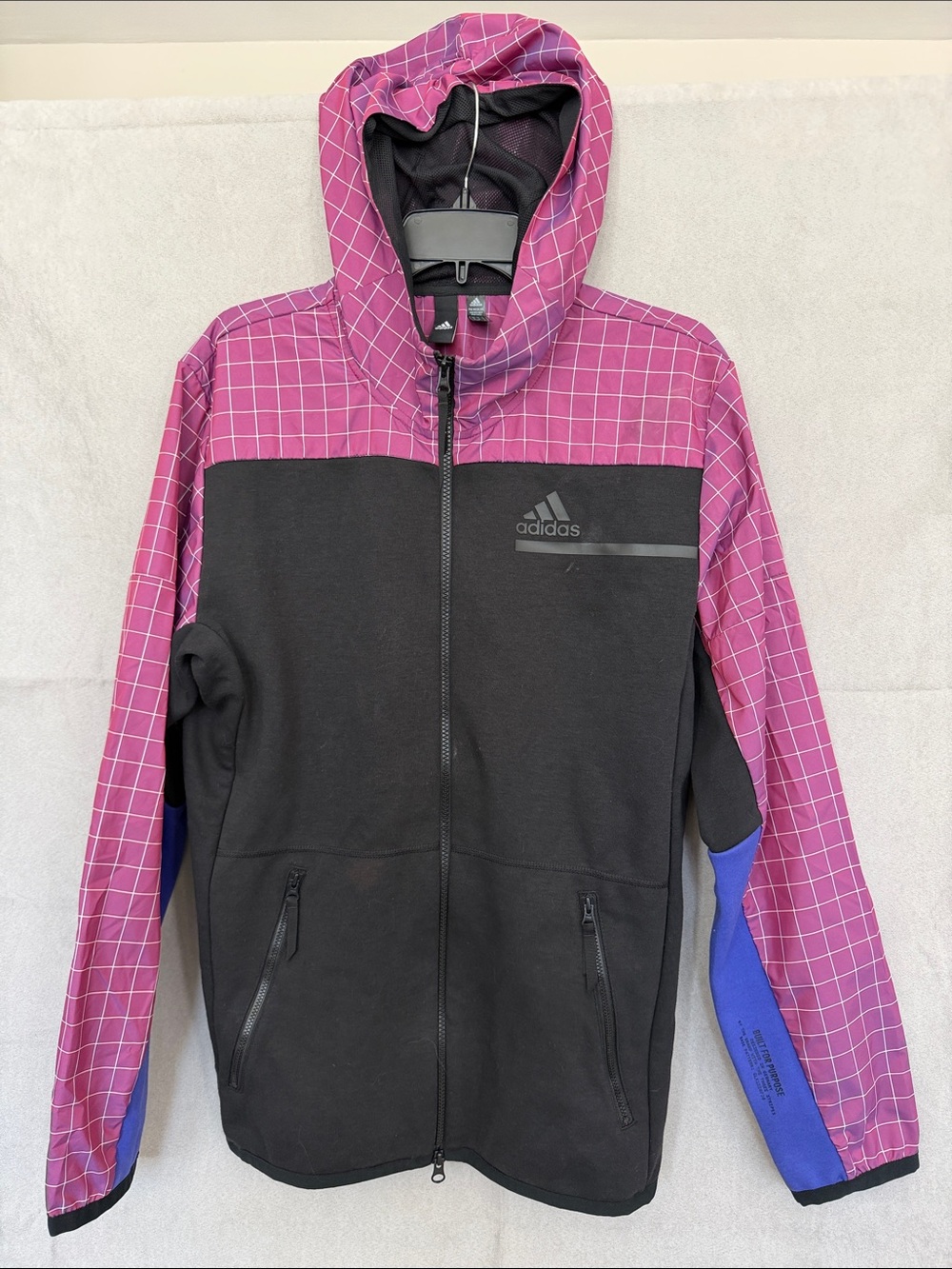 LIMITED EDITION!! adidas Hooded Zip Jacket in Magenta, Black & Blue.